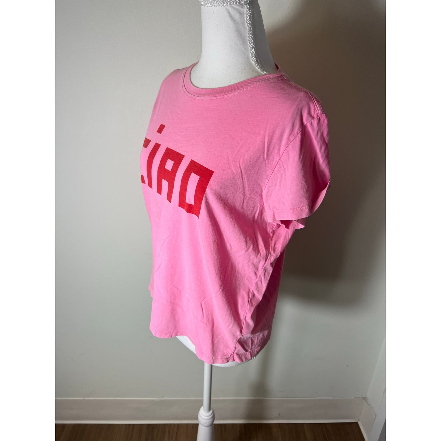 Clare V. Pink Ciao Short Sleeve Tee Shirt Sz M