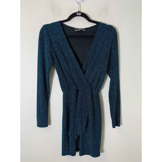 Blue Blush Blue Black Long Sleeve Fitted Mini Dress Fits like Small