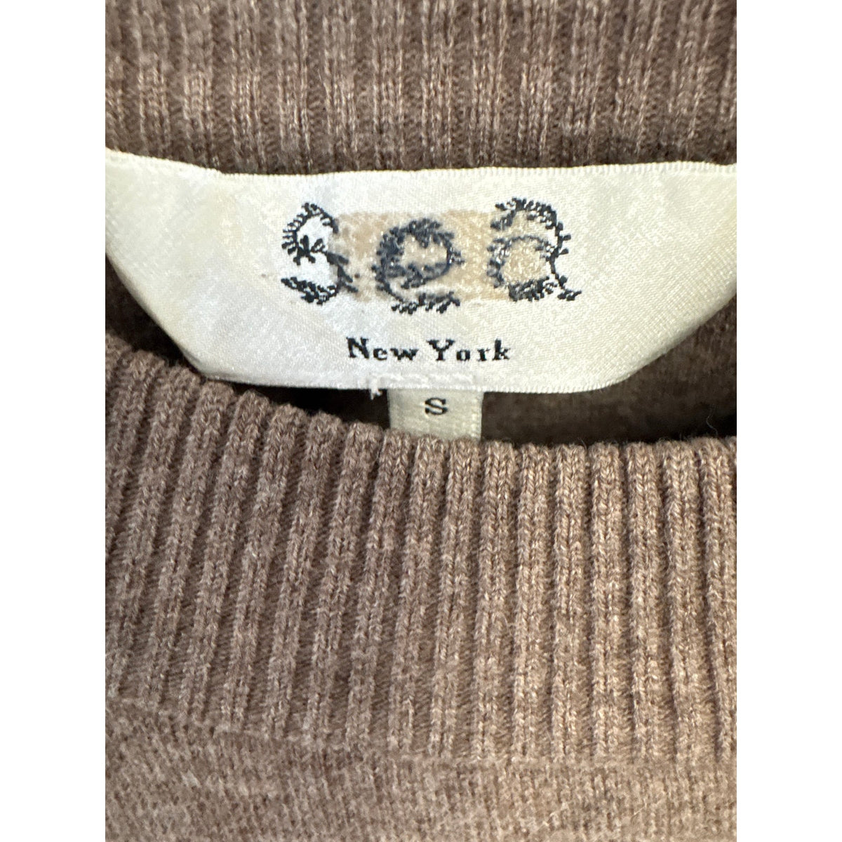 Sea New York Brown Long Sleeve Crew Neck Sweater Sz S