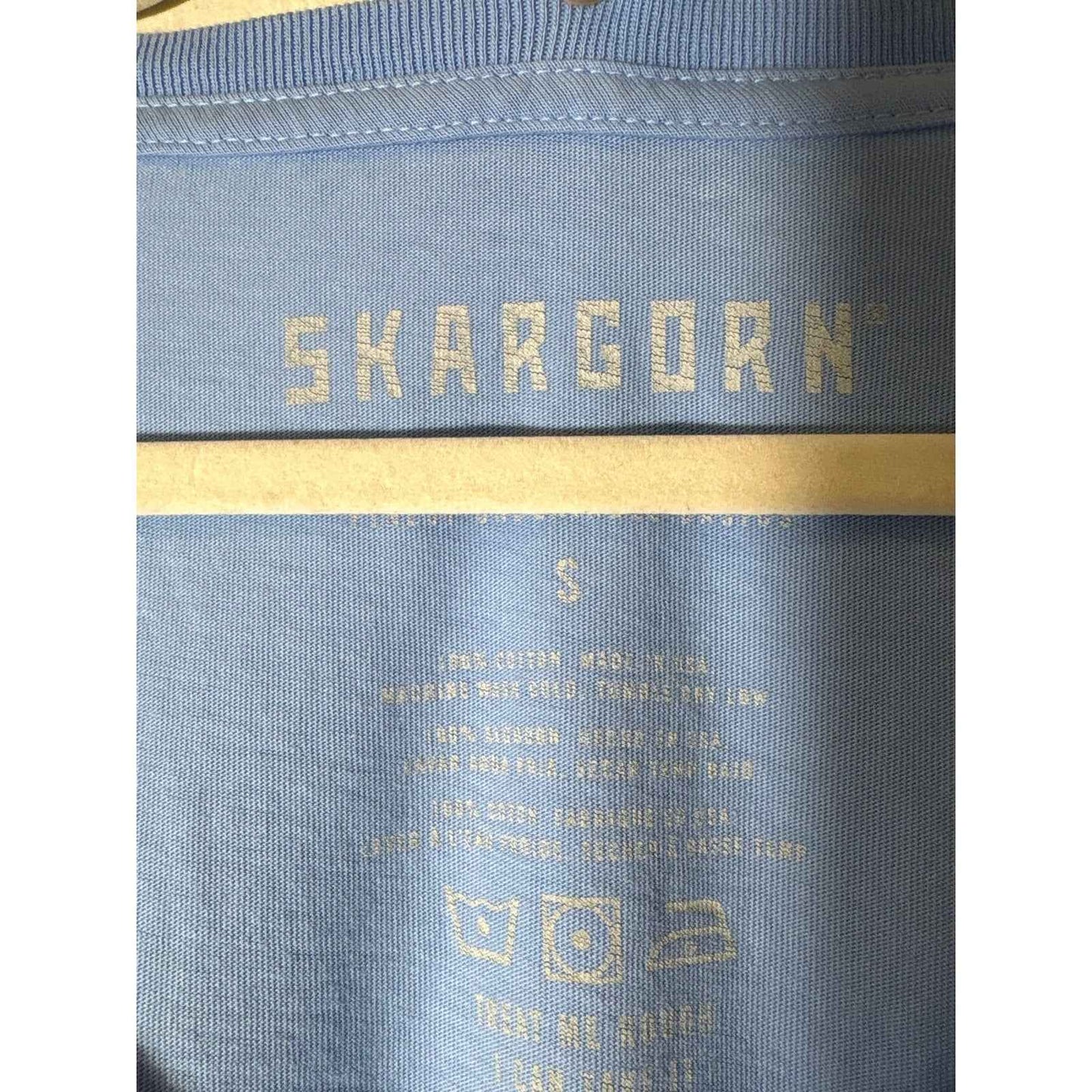 Skargorn Light Blue Boat Neck Short Sleeve Cotton Tee Sz S