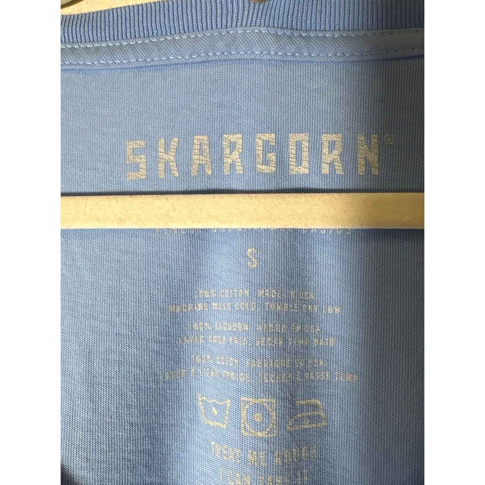 Skargorn Light Blue Boat Neck Short Sleeve Cotton Tee Sz S