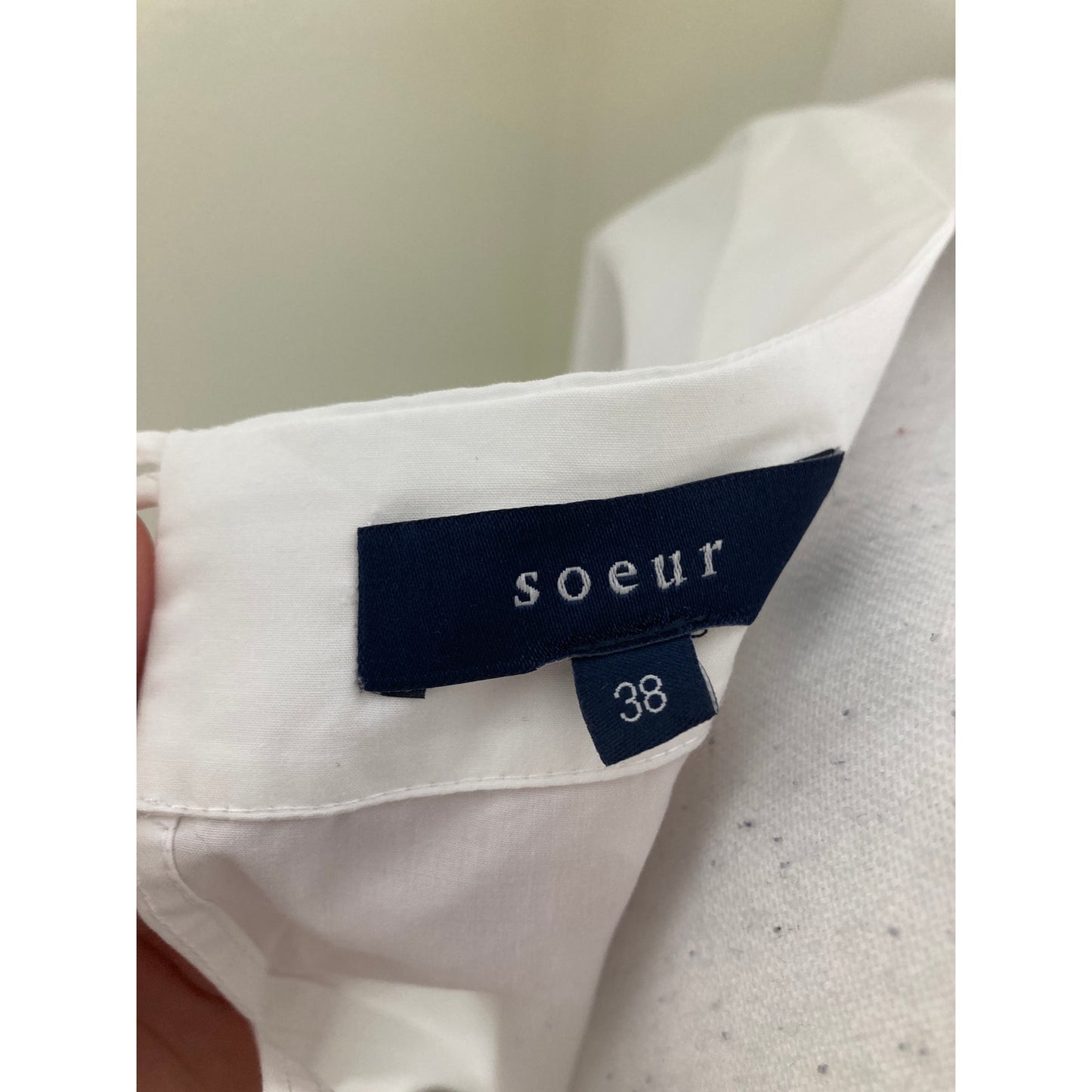 Soeur Crisp White Long Sleeve Cotton Shirt with Boxy Cut sz 38