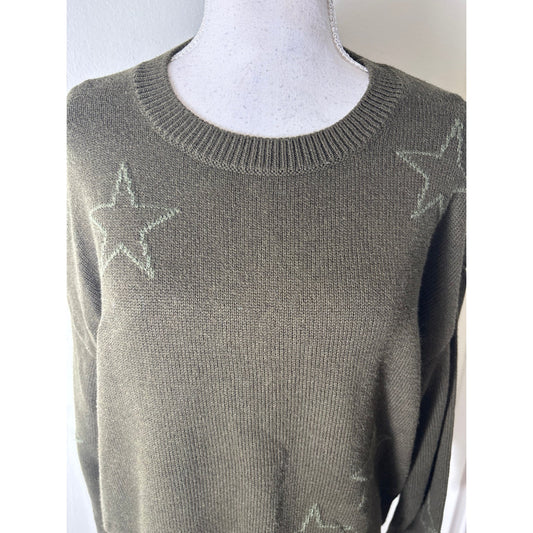 Rails Dark Gray Green Long Sleeve Star Sweater Sz M