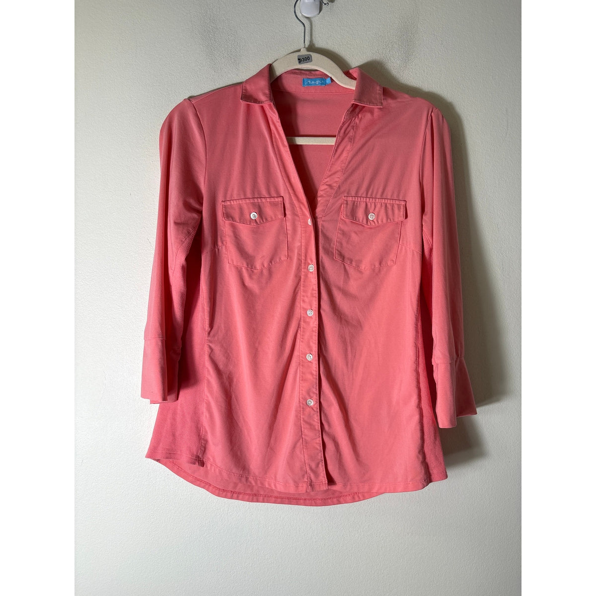 J. McLaughlin Peachy pink Long Sleeve Button Up Shirt Sz S