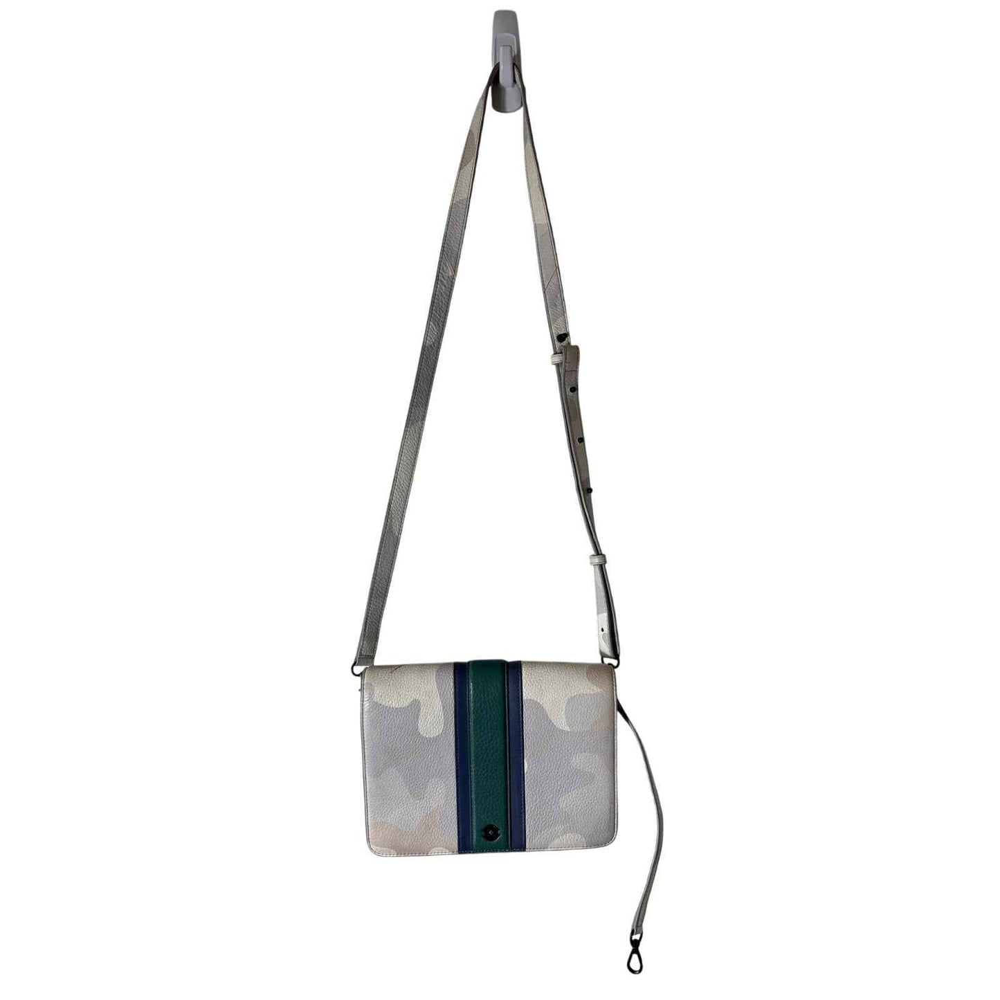 Dagne Dover Gray Camo with Green Stripe Purse