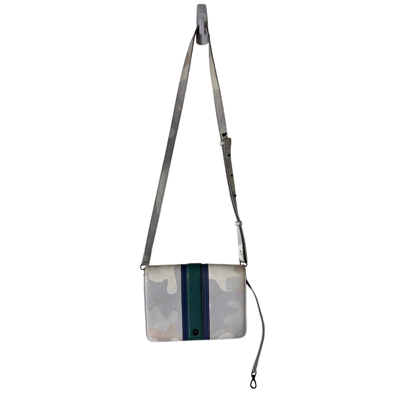 Dagne Dover Gray Camo with Green Stripe Purse