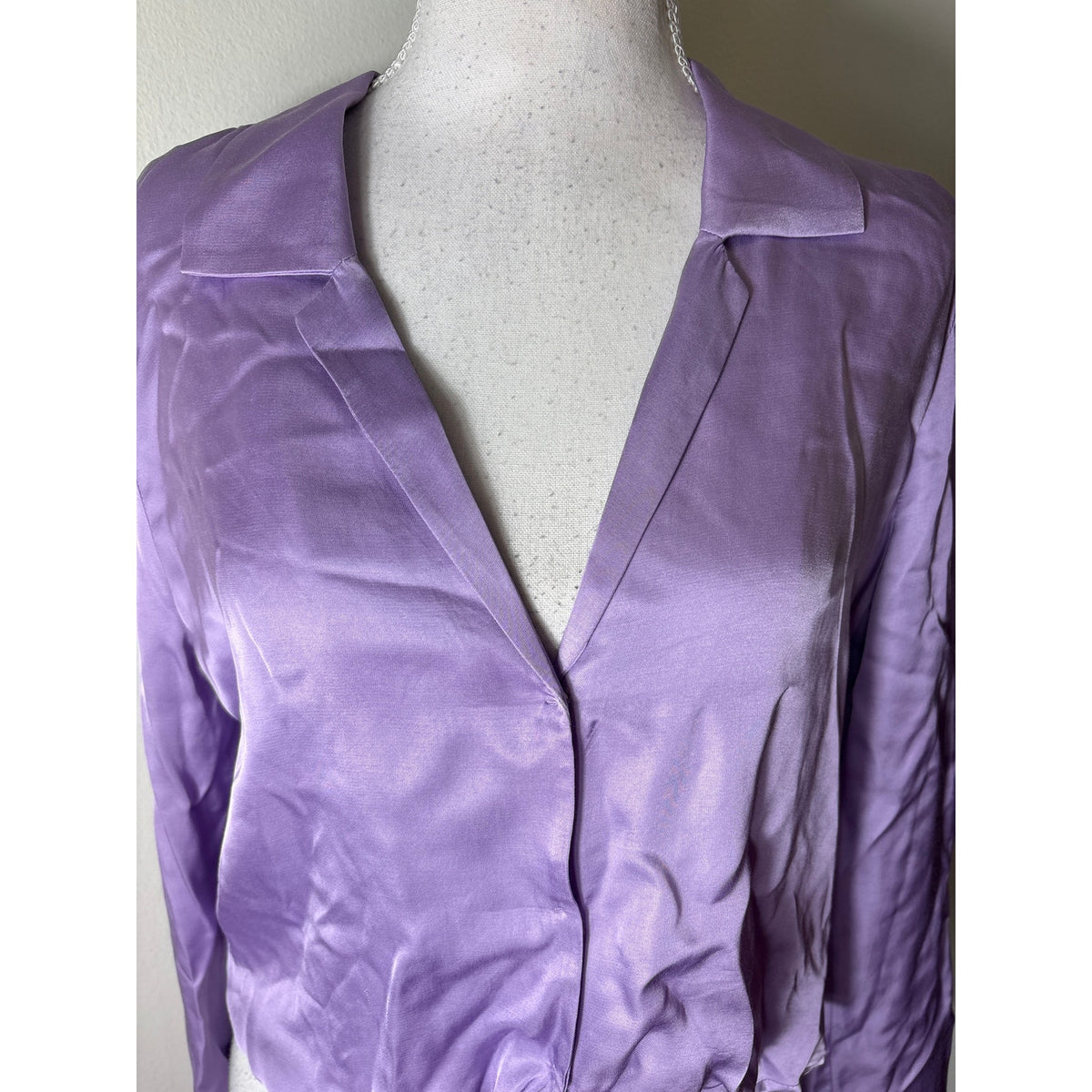 L'agence Lavendar Tie Front Button Up Blouse Sz S