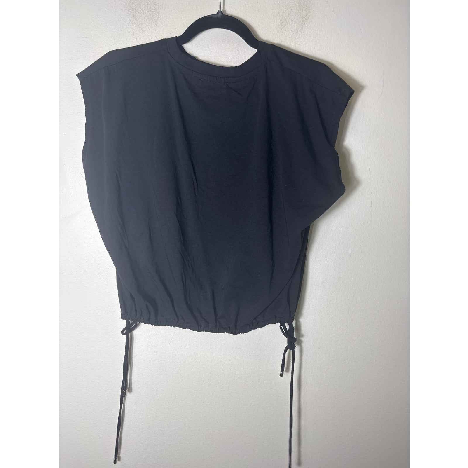 Mint Velvet Black Side Waist Drawstrings Top Sz L