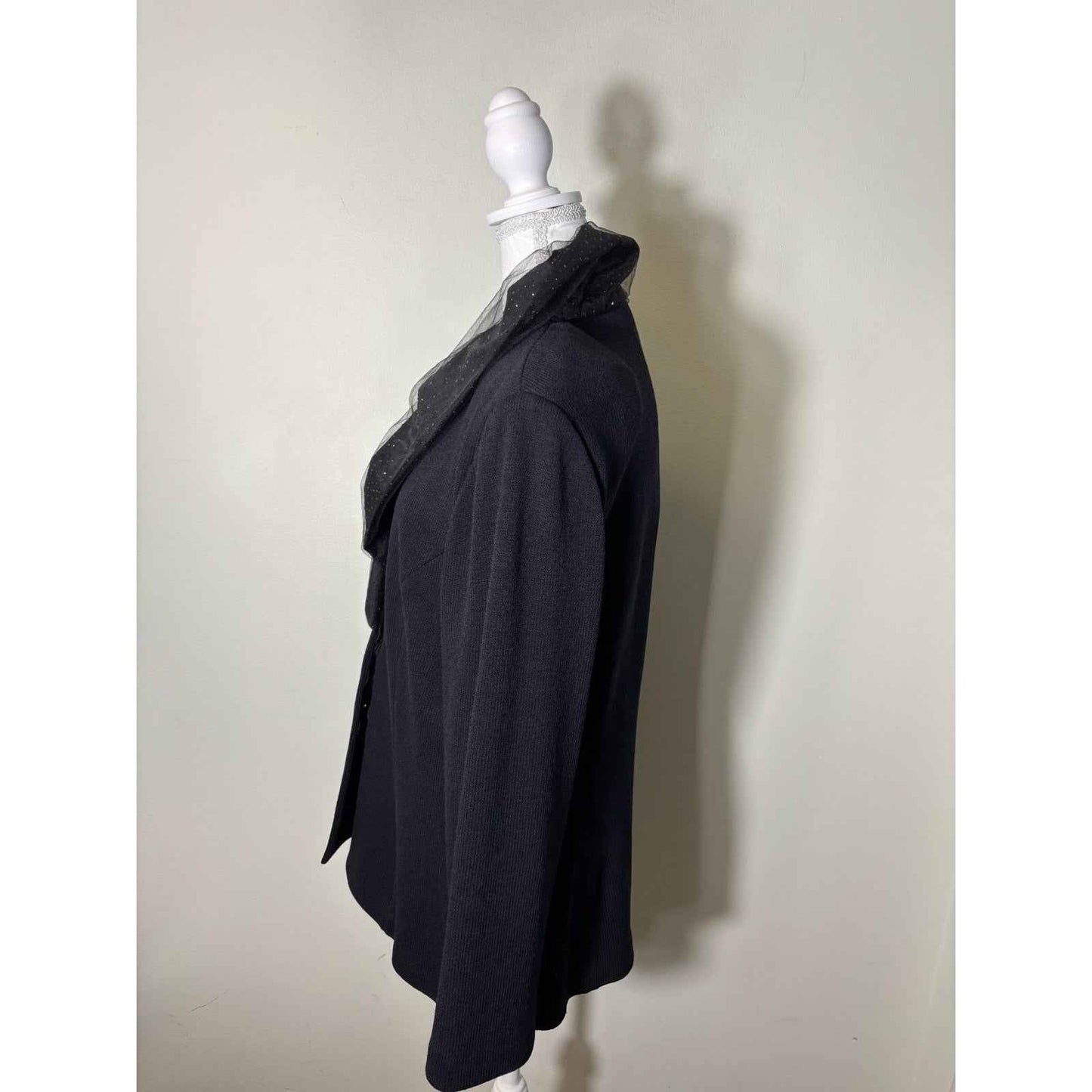 NWT St. John Evening Black Cocktail Long Sleeve Jacket Sz 16