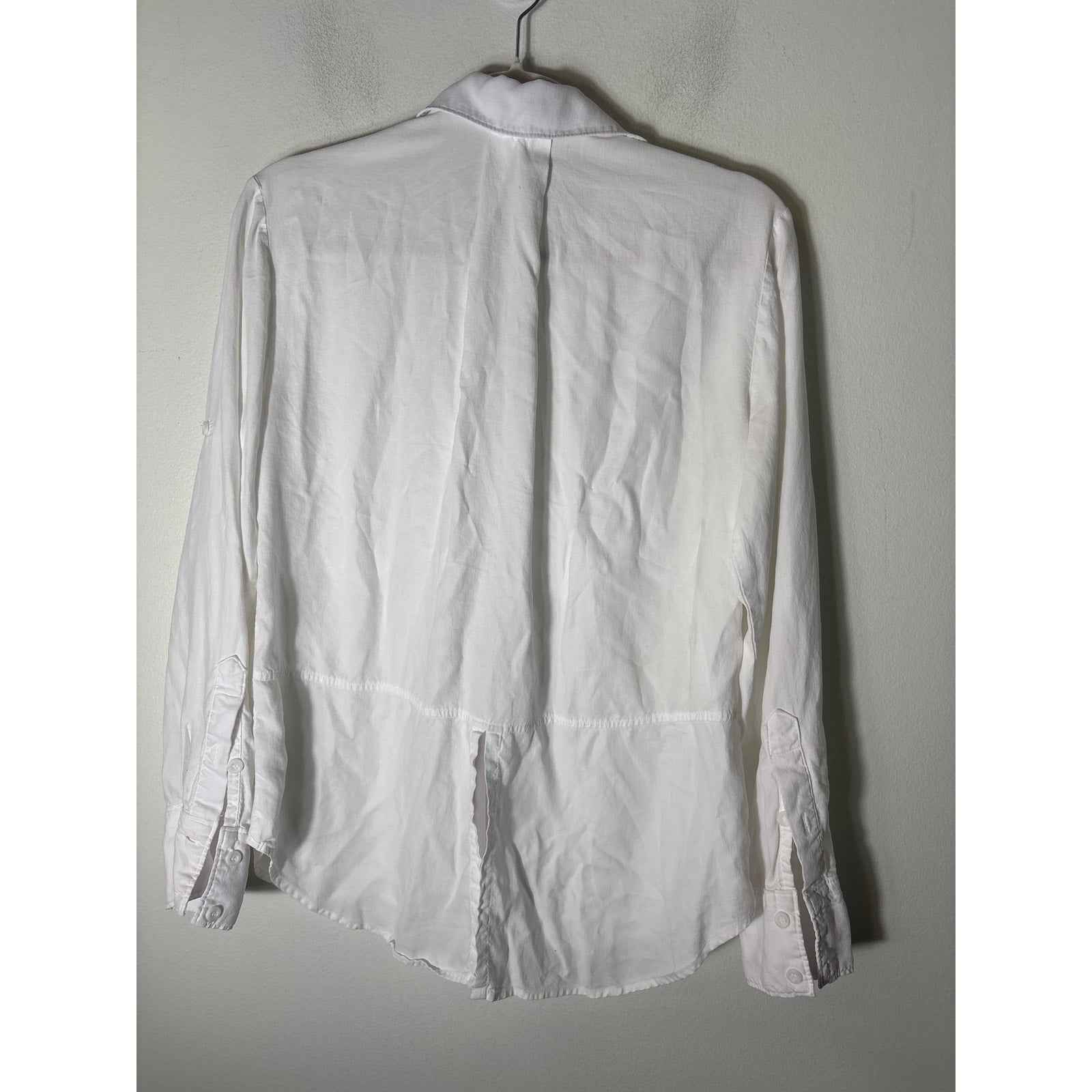 Bella Dahl White Long Sleeve Tencel Button Up Shirt Sz S