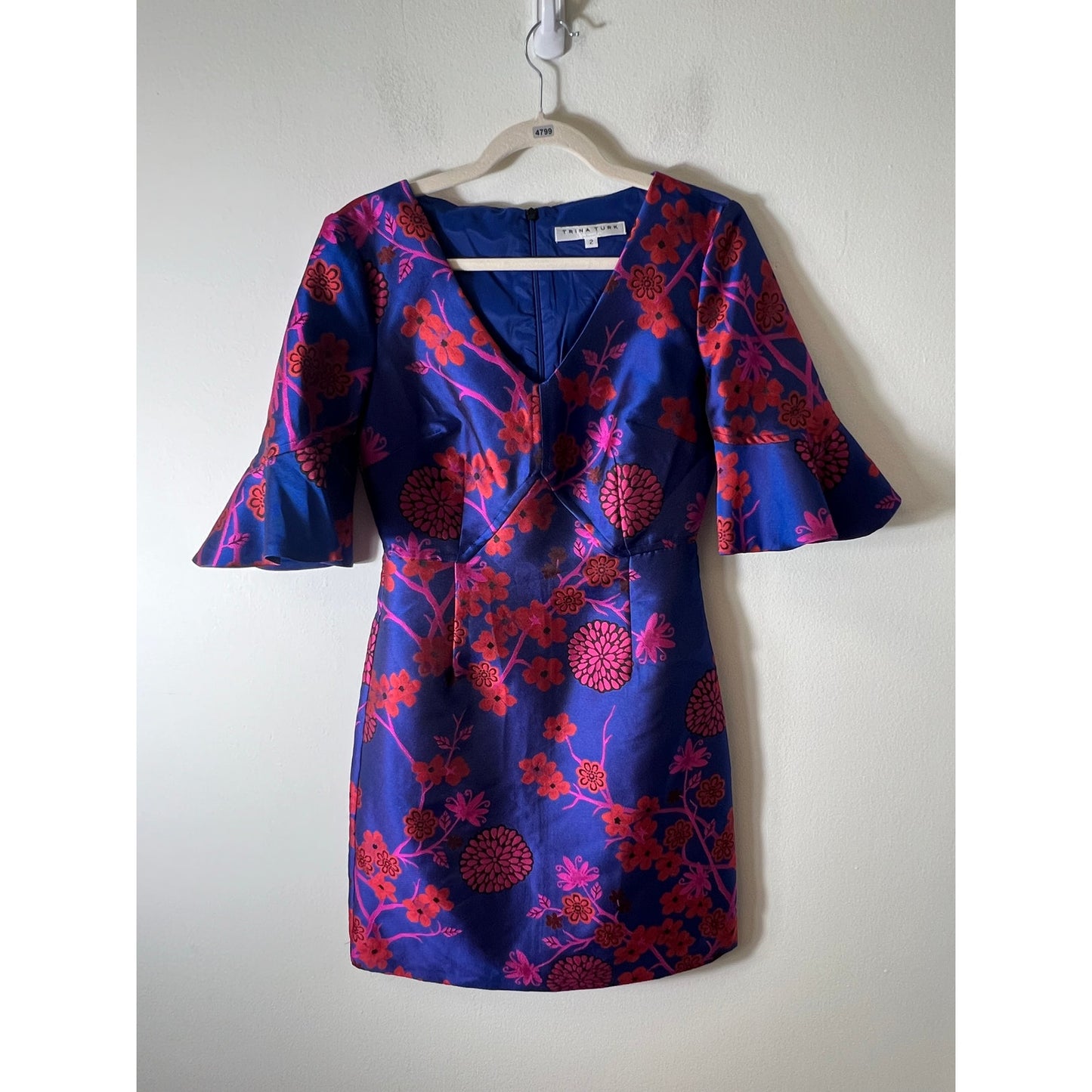Trina Turk Blue Floral Peplum Dress size 2