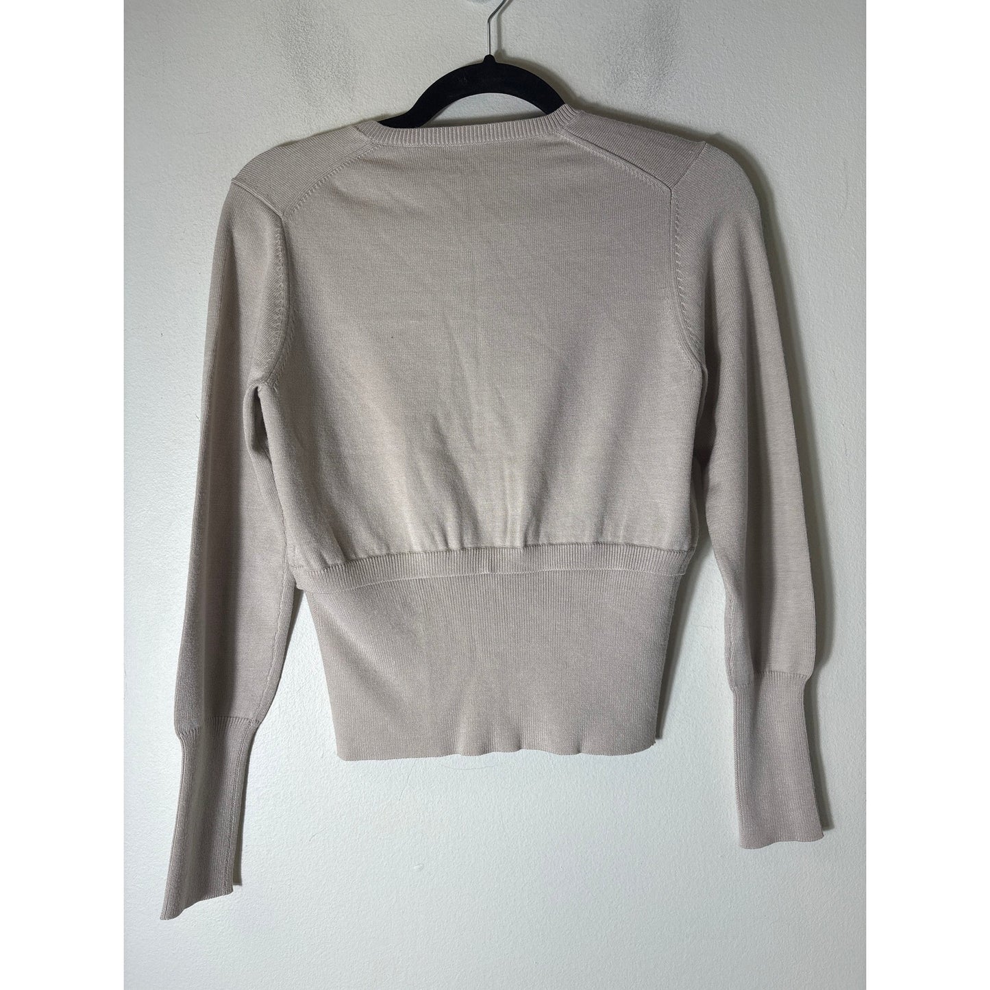 Carlisle Light Tan Cardigan Sweater & Skirt Set With Wool Trim Sz S/4