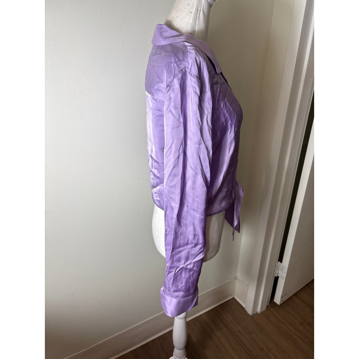 L'agence Lavendar Tie Front Button Up Blouse Sz S
