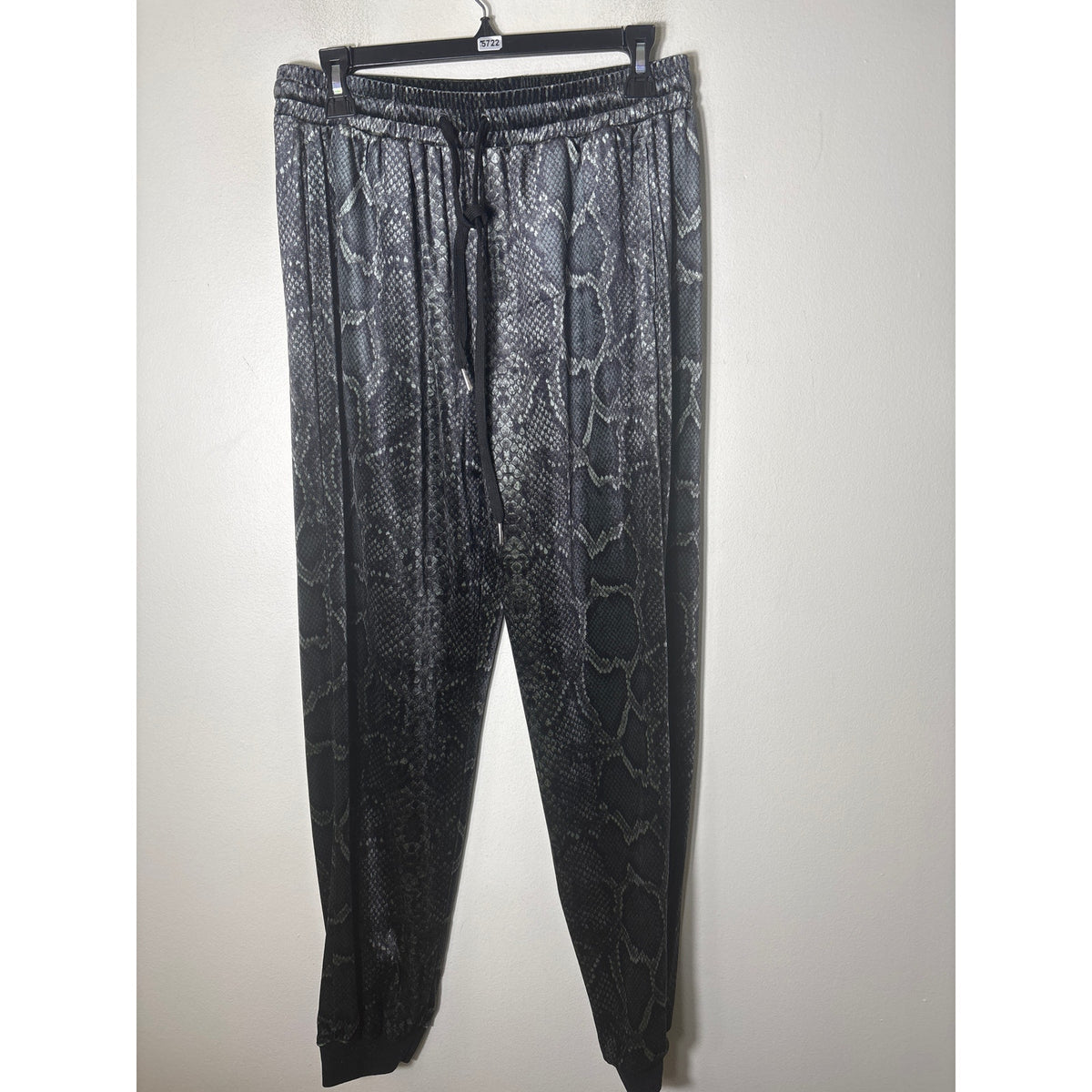 Buddy Love Black and Green Snake Print Velour Joggers Sz L