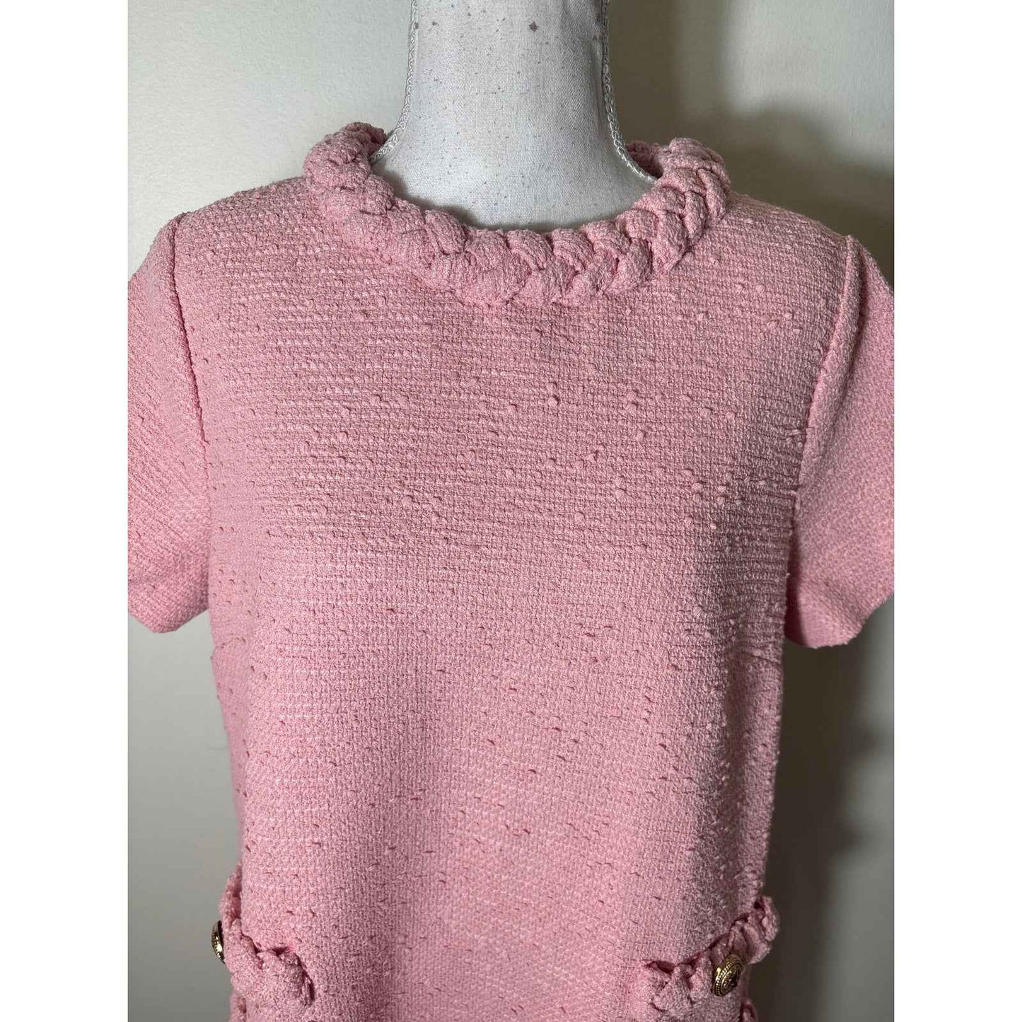 Tuckernuck Blossom Pink Jackie Tweed A-Line Mini Dress Sz L