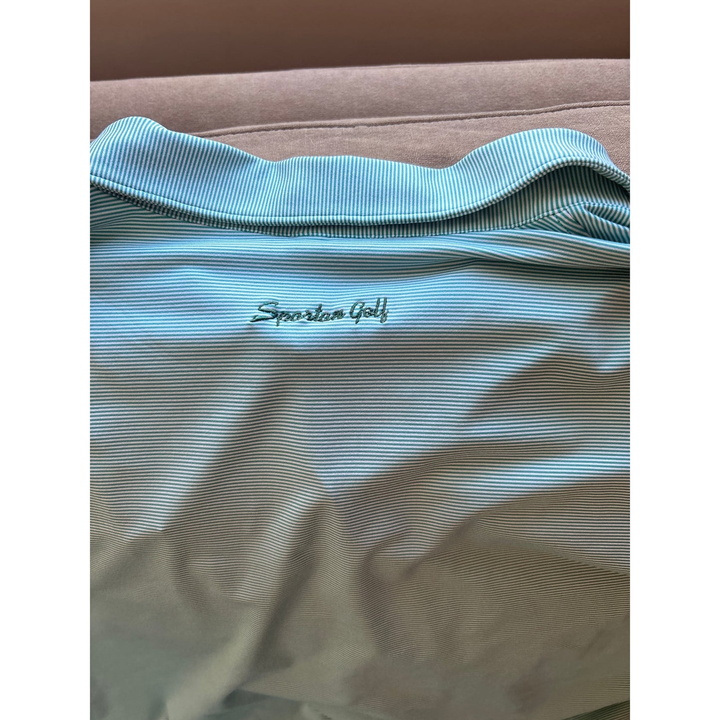 Men's Peter Millar Summer Comfort Green and White Pin Stripe Spartan Shirt Sz XL