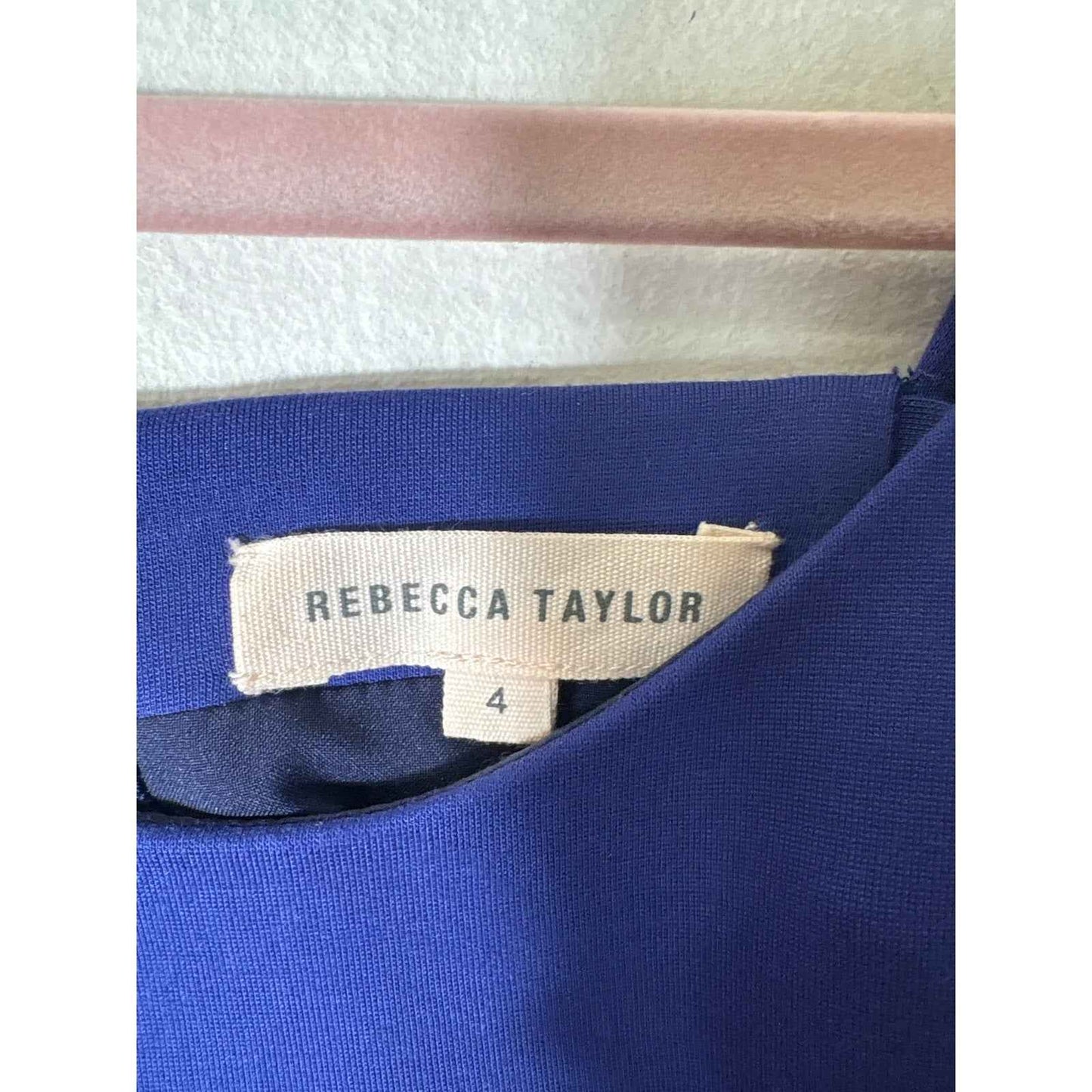 Rebecca Taylor Blue Cold Shoulder Fitted Flare Cocktail Dress Sz 4