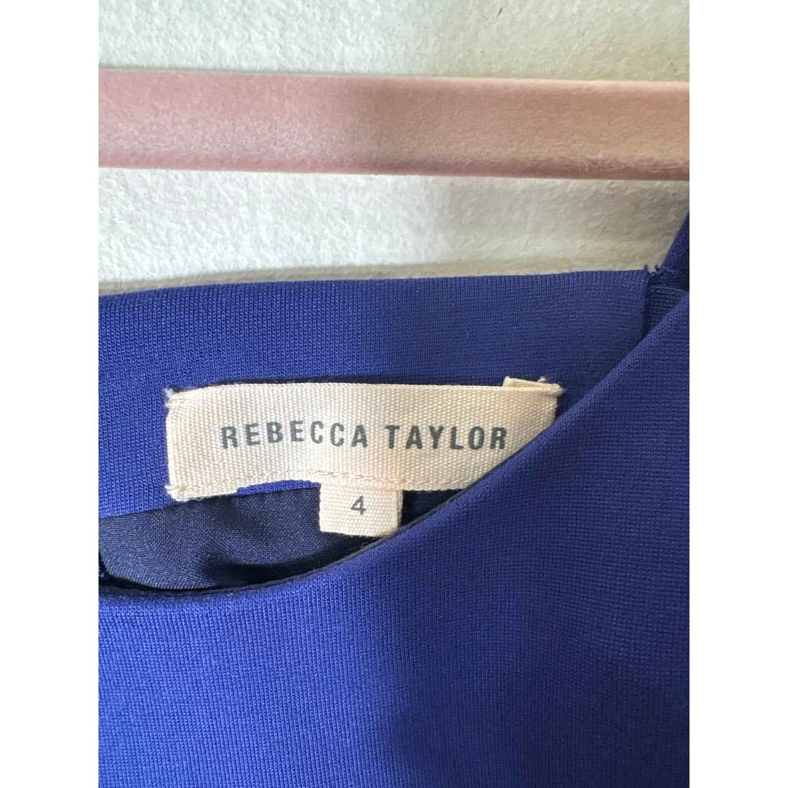 Rebecca Taylor Blue Cold Shoulder Fitted Flare Cocktail Dress Sz 4
