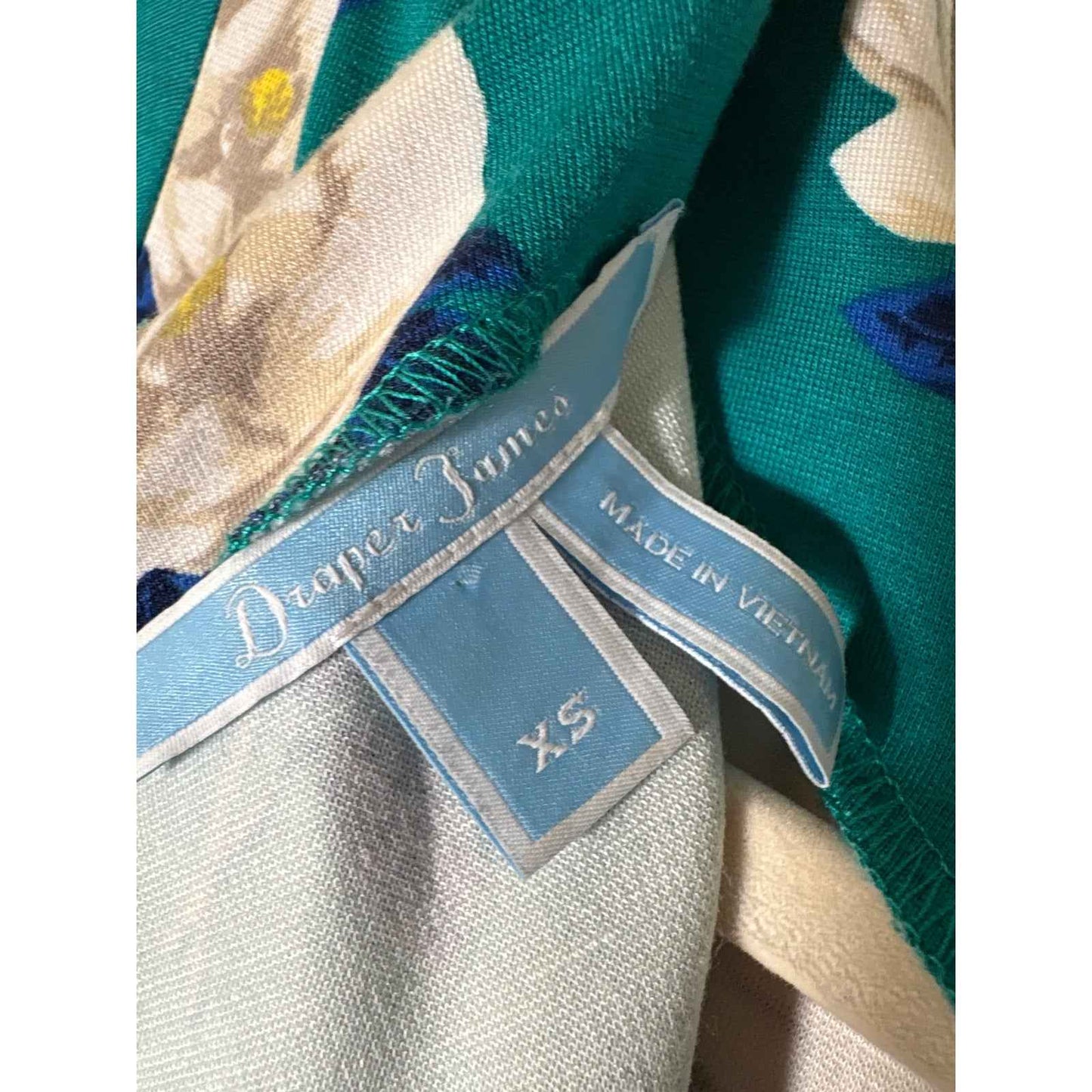 Draper James Teal and White Rose Dress Sz XS