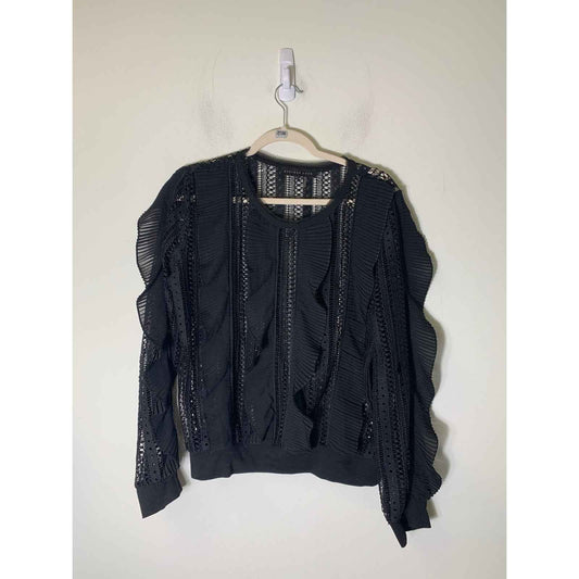 Endless Rose Black Long Sleeve Mesh Blouse Sz L