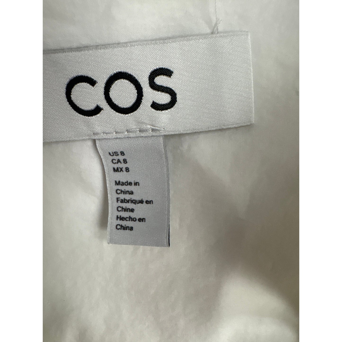 COS White Smock Front Short Sleeve Cotton Shirt Sz 8