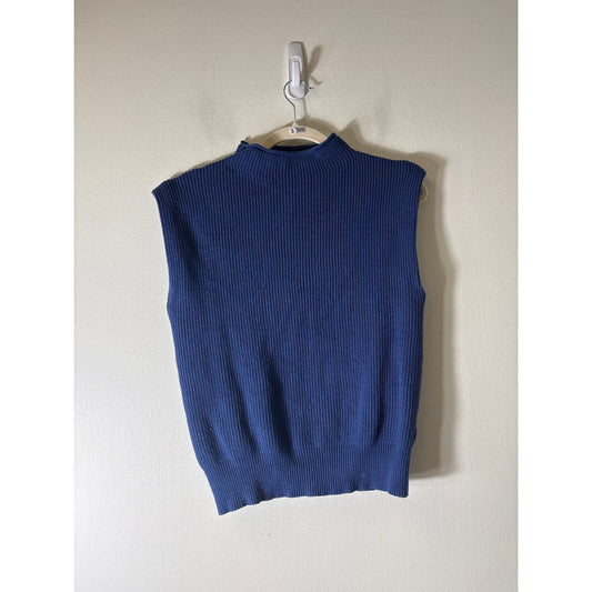 Anrabess Navy Mock Neck Sleeveless Sweater Sz XS
