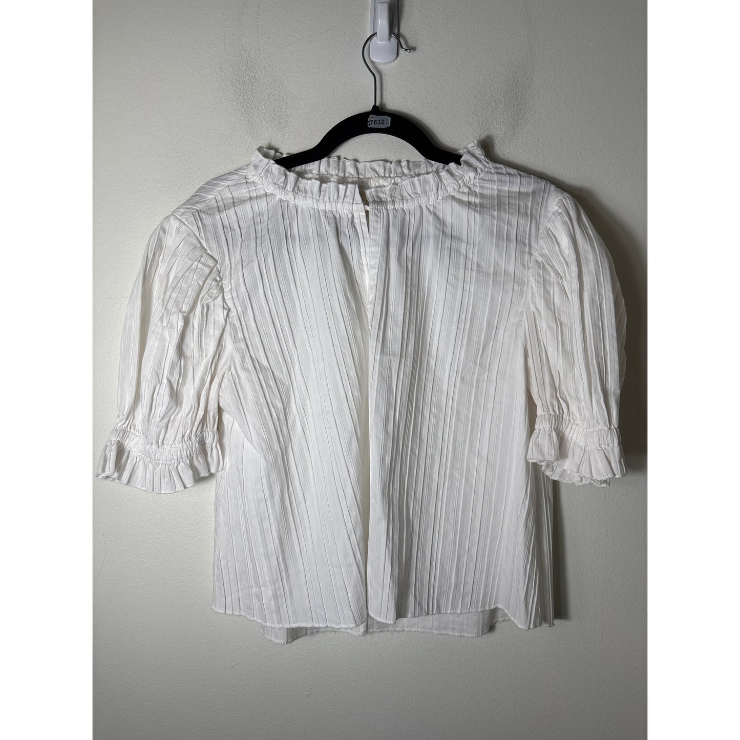 Katherine Kidd White Cotton Seam Pleated Shirt Sz S