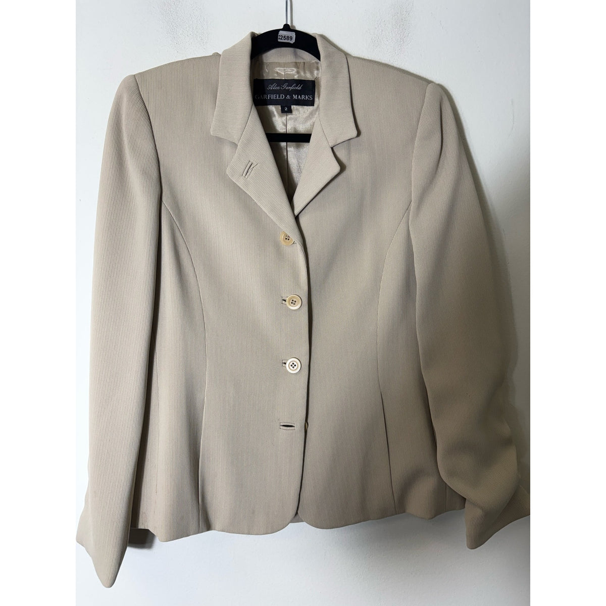 Alex Garfield Garfield and Marks Bone Ribbed Skirt Suit Set Sz 2