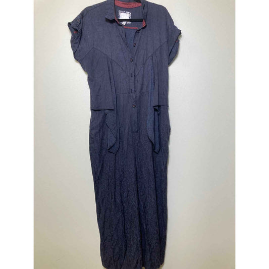 Anthropologie Navy Jacquard Print Jumpsuit Sz 15