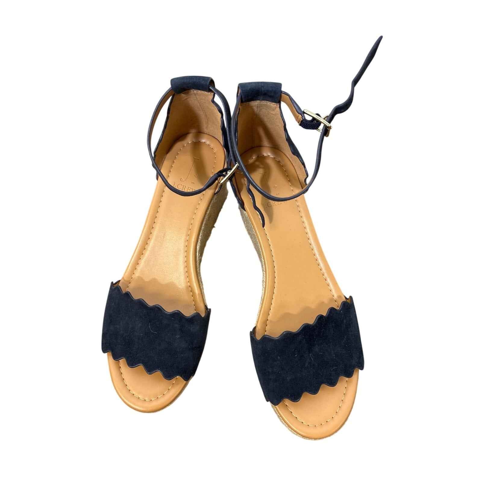 J.Crew Navy Suede Ric Rac Suede Wedge Sz 8.5