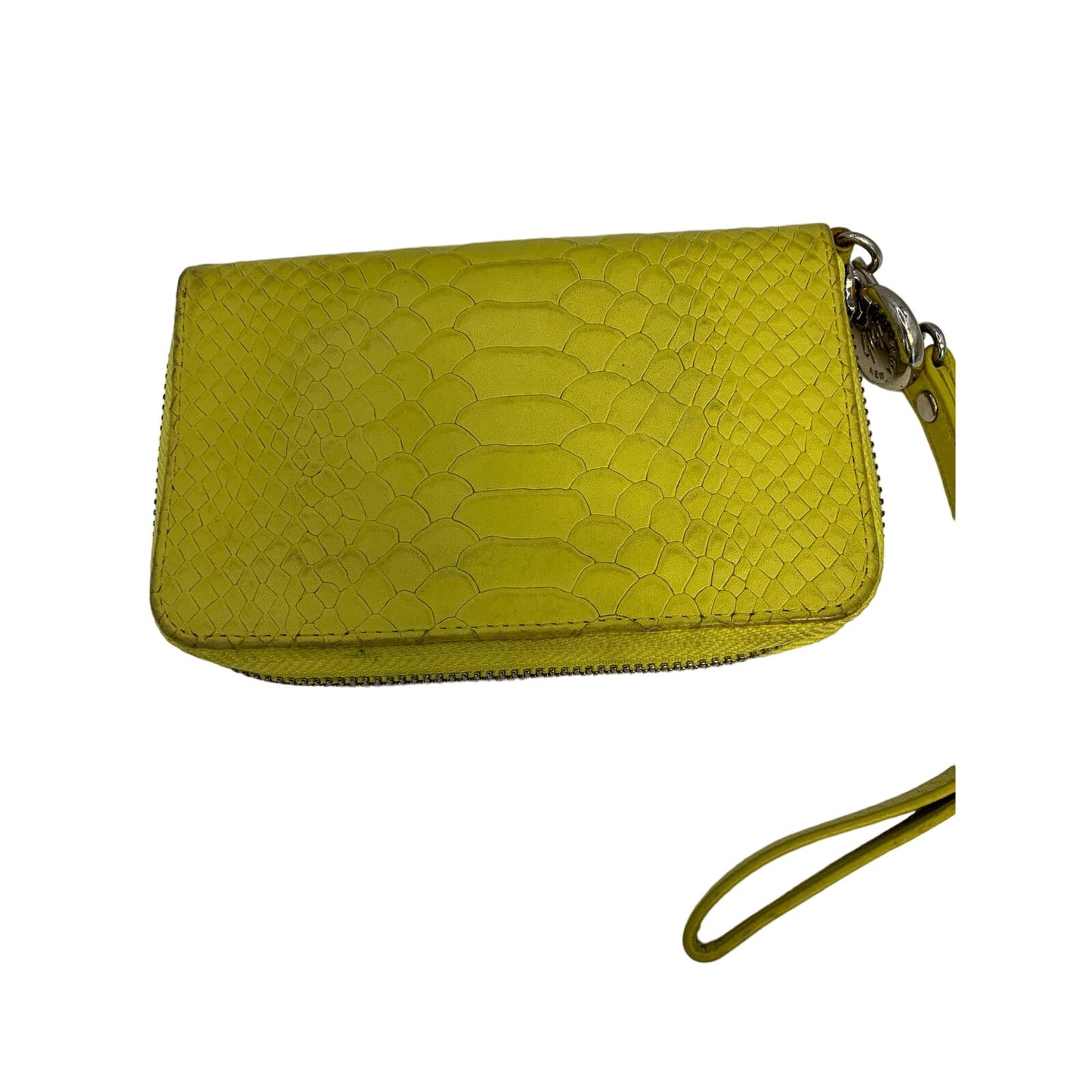 Gigi New York Yellow Crocodile Print Leather Wristlet
