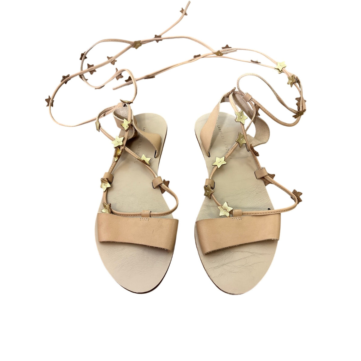 Loeffler Randall Nude With Gold Star Lace Up Sandals Sz 8.5