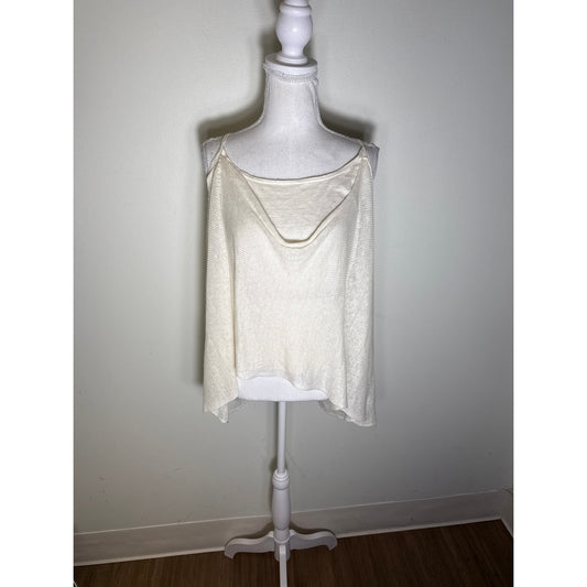 NWT In Habit Off White Linen Layered Tank Top Sz M