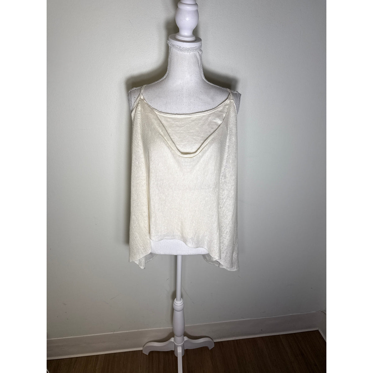 NWT In Habit Off White Linen Layered Tank Top Sz M