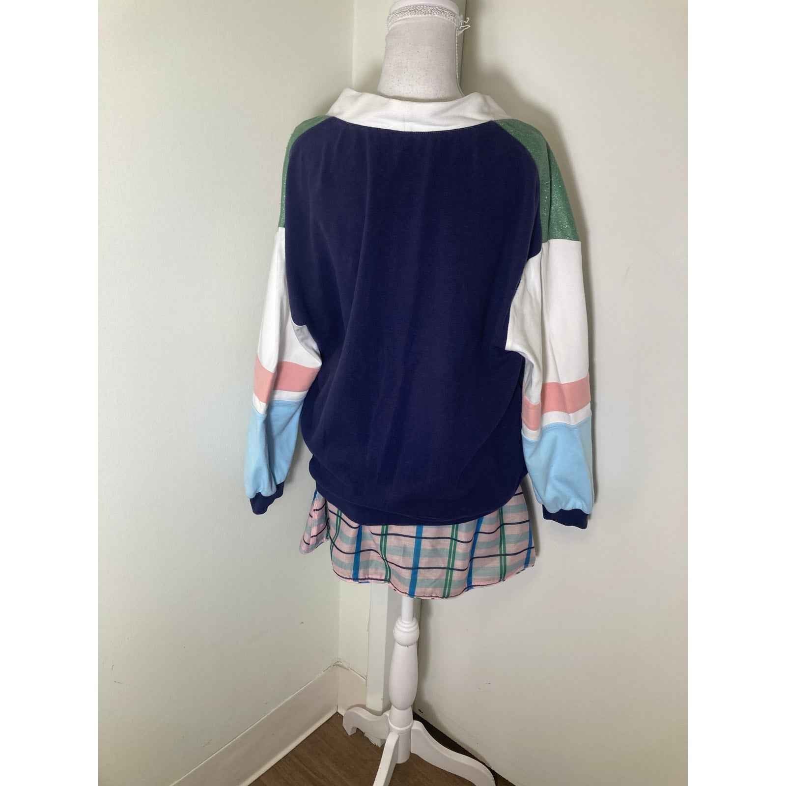 Buru Tennis Striped Cardigan and Wrap Skirt Set Sz S/M