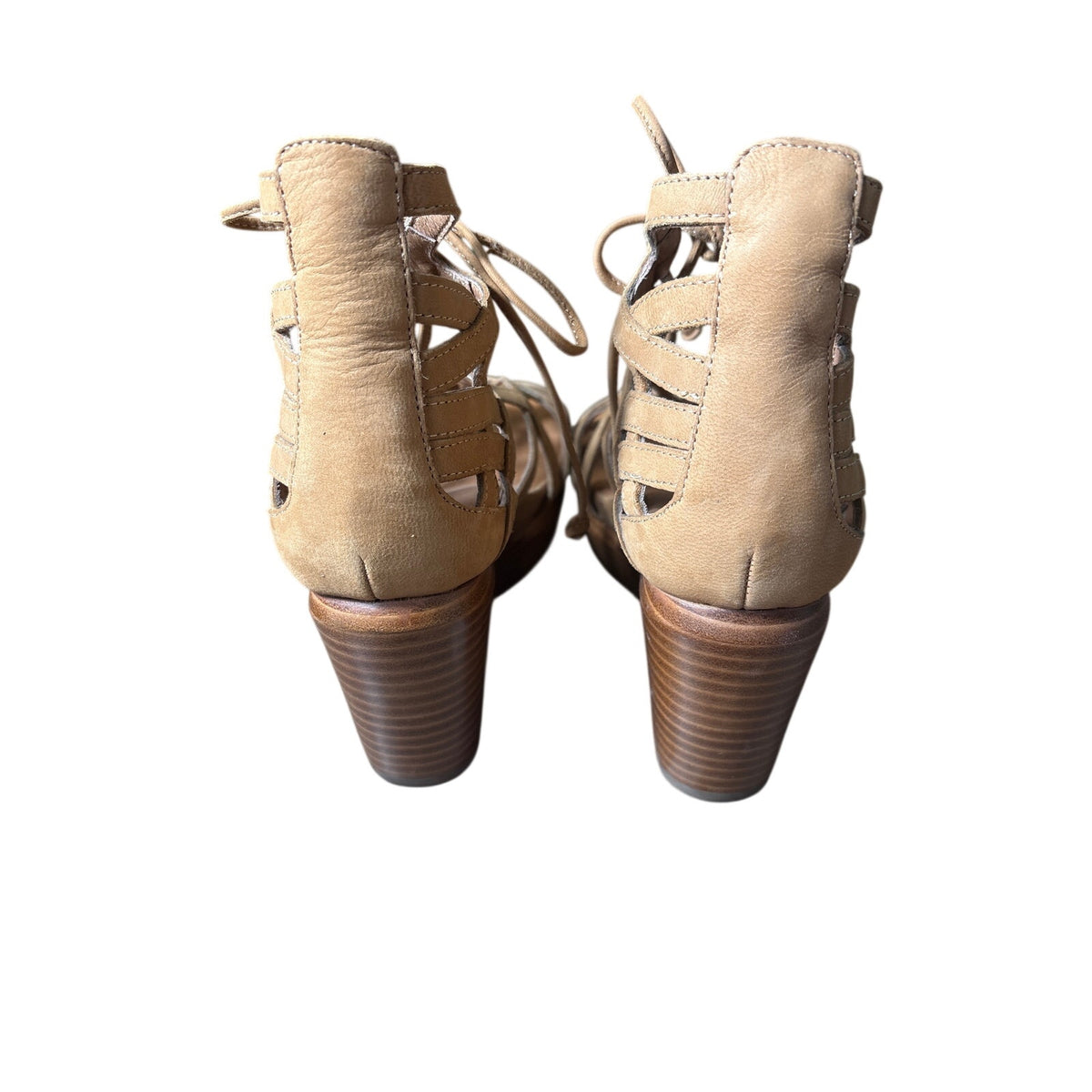 Gentle Souls Brown Cage Wooden Wedge Sandal Sz 7.5