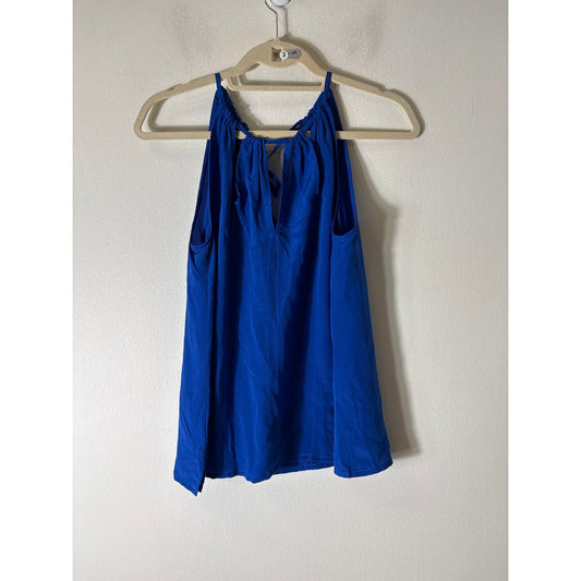 W By Worth Cobalt Blue Silk Halter Top Sz 6