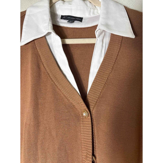 Adrianna Papell Mixed Media Cardigan with Pearl Buttons Sz XL