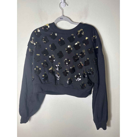 Open Edit Black Long Sleeve Crop Sweatshirt Sz L