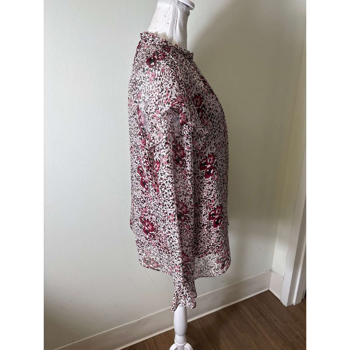 Shoshanna Merlot Floral Blouse Sz M