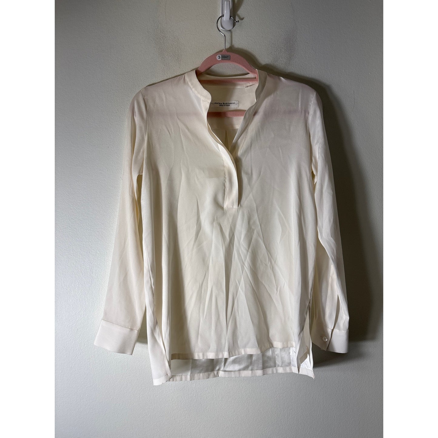 Amina Rubinacci Off White Long Sleeve Silk Tunic Style Top Sz 42