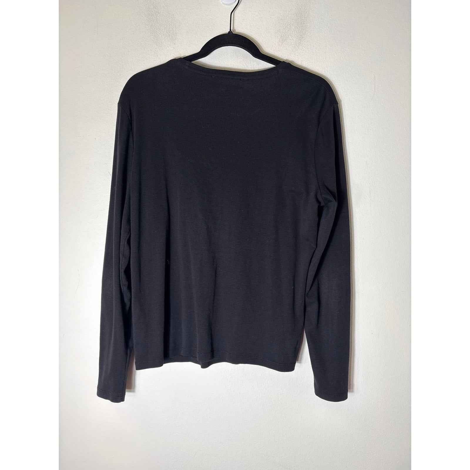 Jones New York Black Long Sleeve Elevated Tee Shirt Sz L