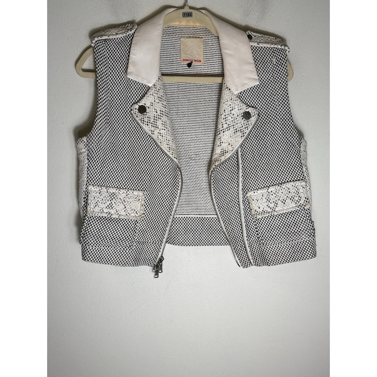 Rebecca Taylor Black and White Mixed Media Vest Sz M