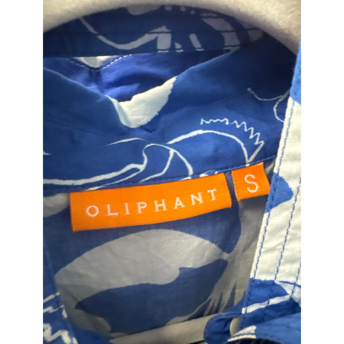 Oliphant Blue and White Bird Print Button Up Cotton Dress Sz XS