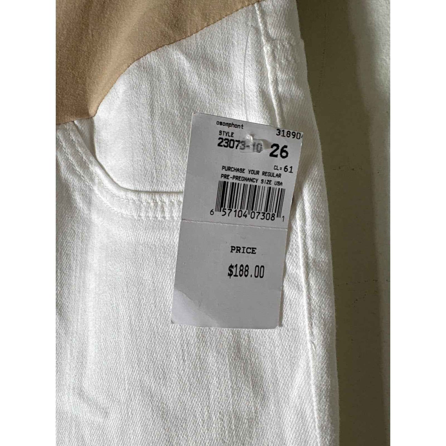 NWT AG White "The Legging Ankle" Denim Maternity Jean Sz 26