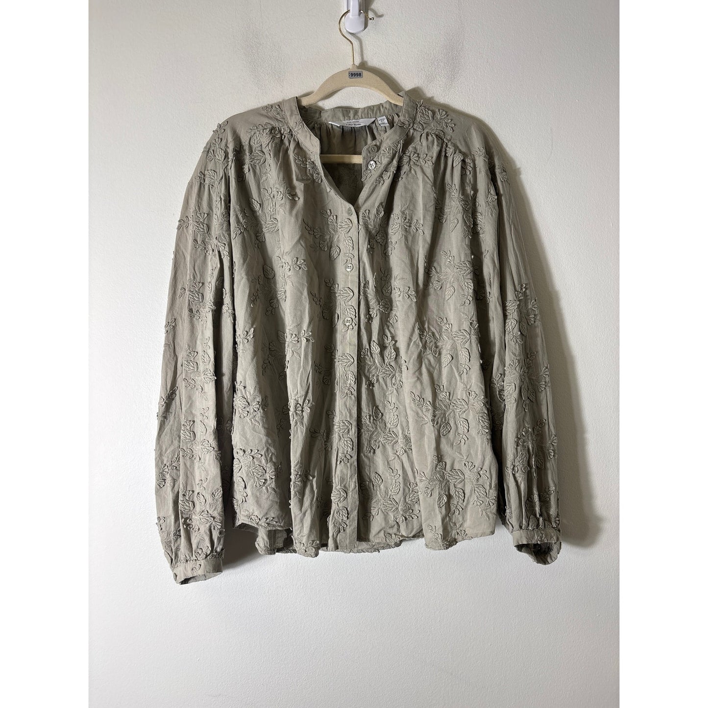 Paris Atelier & Other Stories Sage Applique Long Sleeve Top Sz 12