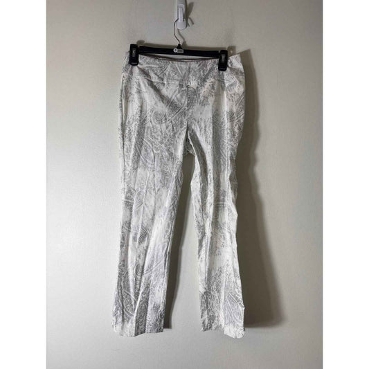Up! Silver Paisley Pull On Straight Leg Ankle Pants Sz 8
