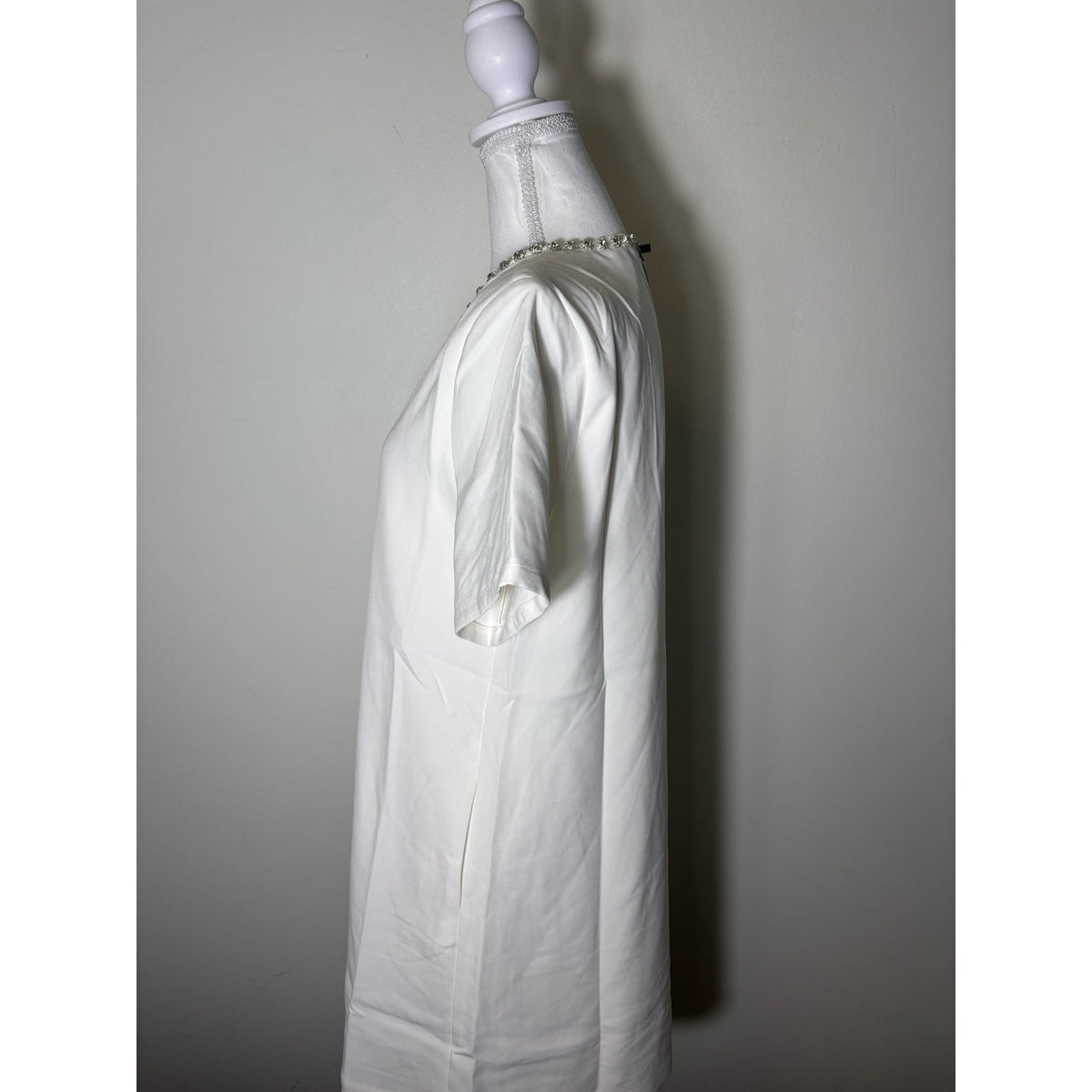 NWT Sugar Lips Off White Knee Length Short Sleeve Shift Dress Sz S
