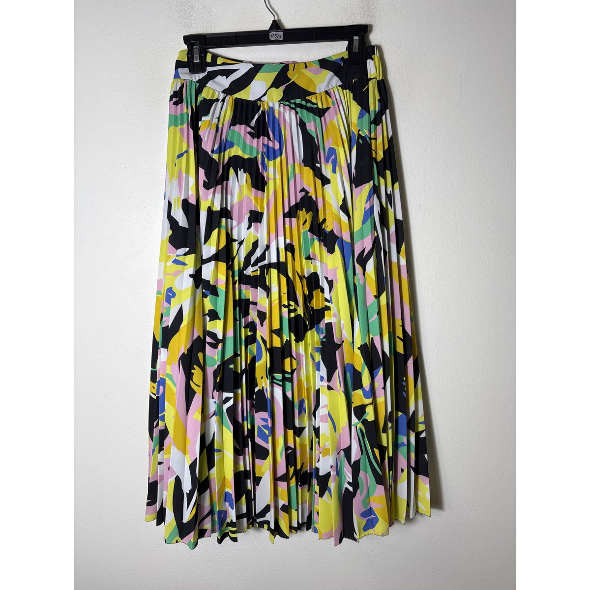 Crosby Yellow and Black Floral Accordian Pleat Skirt Sz S