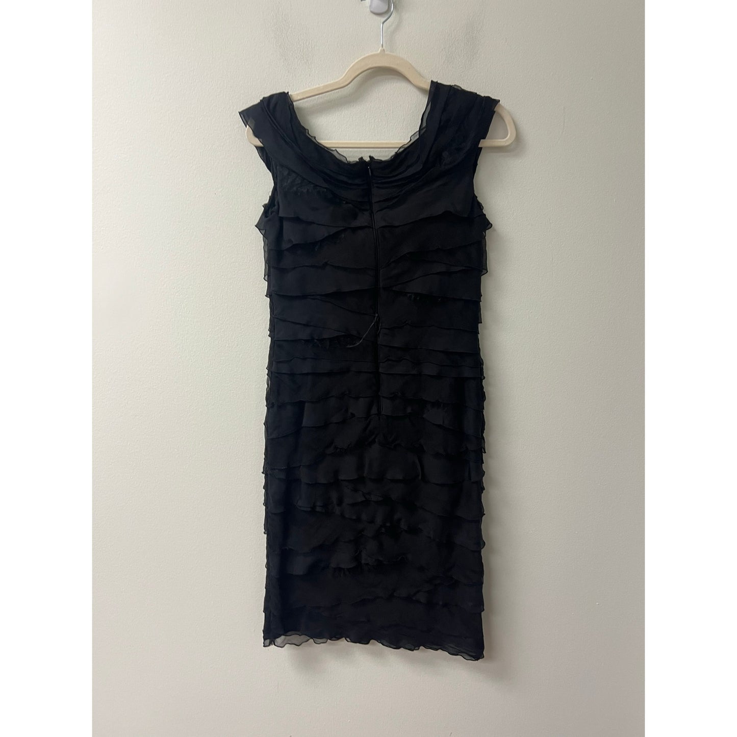 Tadashi Shoji Black Ruffled Mini Dress Sz 8